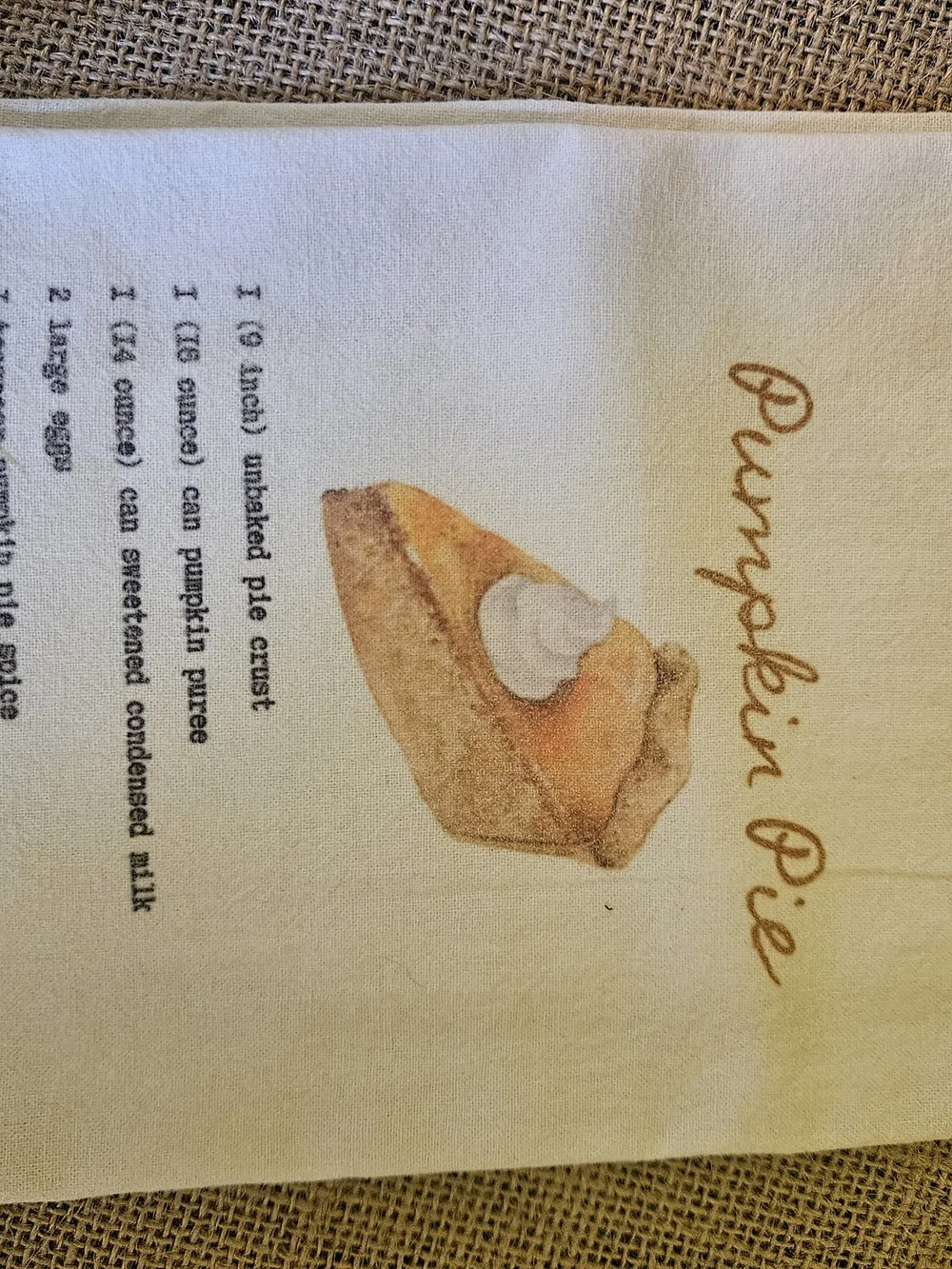 Classic Pumpkin Pie Kitchen Towel - Cream